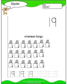 okul öncesi 1 sayısı çizgi çalışması